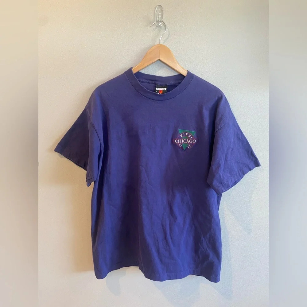 SIGNAL SPORT Vintage Navy Blue Men’s Shirt “Windy City Chicago” Graphic‎ XL